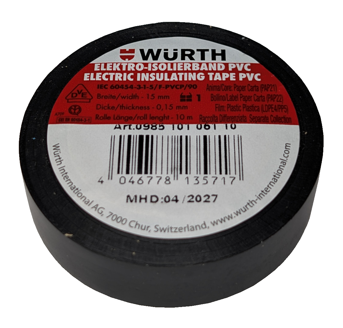 Würth Elektro-Isolierband schwarz 10 m x 15 mm